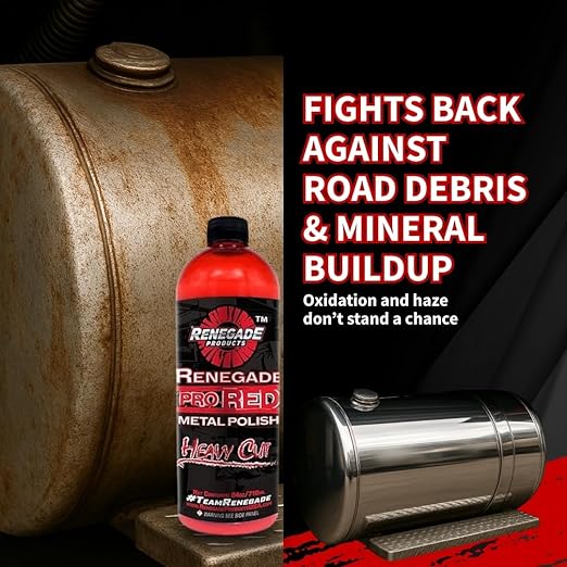 Renegade Products USA Pro Red Liquid Metal Polish - Heavy Cut Aluminum Metal Polish High Luster on Rims, Wheels, Tanks, Bumpers, Aluminum & Stainless Steel 24 Oz Bottle
