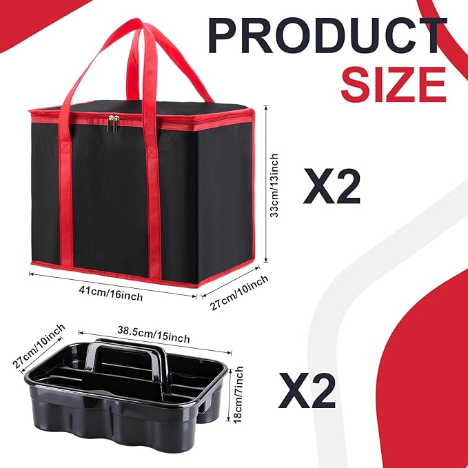 Maxdot 4 Pack Insulated Food Delivery Bag and Portable Drink Carrier with Handle Cup Caddy Portable Storage Bag Hot& Cold Meal Carrier for Delivering Cold Hot Food Pizza Drinks Milk Tea Coffee