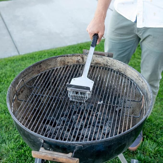 BBQ Dragon Grill Brush and Scraper – Heavy Duty BBQ Cleaner with Replaceable Head and Coal Rake – Stainless Steel Bristle Free Tool for Weber, Cast Iron, and Outdoor Barbecue Cleaning