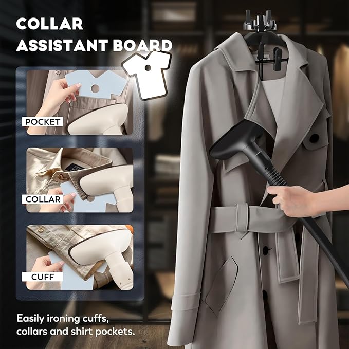 CGOLDENWALL Professional Standing Garment Steamer for Clothes 1500w Continuous 70 mins Powerful Steam, 30s Fast Heat-up, Includes Fabric brush, Ironing pad, Gloves,Trouser Clips