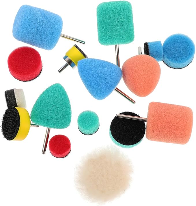 PartyKindom 16pcs Buffing Sponge Pads Kit for Car Detailing Professional Polishing Wheels for Electric and Pneumatic Polishers for Vehicle Surface Restoration