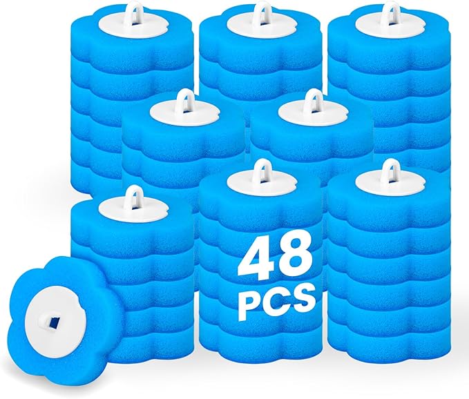 Disposable Toilet Bowl Wand Refills, Toilet Brush and Holder, Disposable Toilet Brush Heads for Bathroom Cleaning, 48 Count