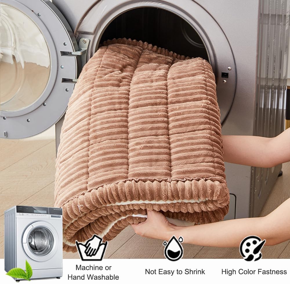 Couch Cover for Dogs Washable, Fuzzy Pet Couch Covers for 3 Cushion Sofa Pet Friendly, Non Slip Sofa Cover (Dark Brown, 27.6" x 82.7"/70 x 210cm)