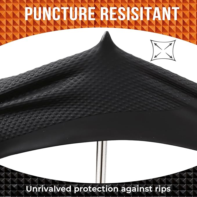 ANBOSON 10 Mil Nitrile Disposable Gloves Heavy Duty Mechanic Gloves Raised Diamond Texture Thick (Black of 1000, Medium)