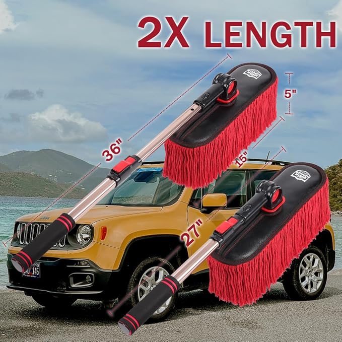 Car Duster Exterior Scratch Free, Microfiber Car Duster Kit, Interior & Exterior Cleaning Tools, Dashboard Detailing Brush, Pollen Removing, Extendable Handle, Gifts for Men Women