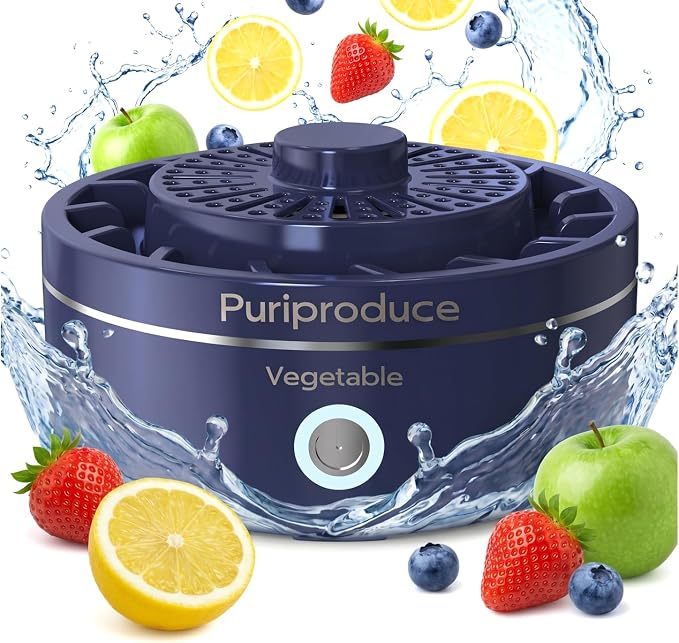 Cleaner, Portable Food Cleaner for Removing Surface Impurities, Wax & Grime, 10-Minute Automatic Cleaning, IPX7 Waterproof. Applicable to Fruits, Meat, Veggies and Grains.
