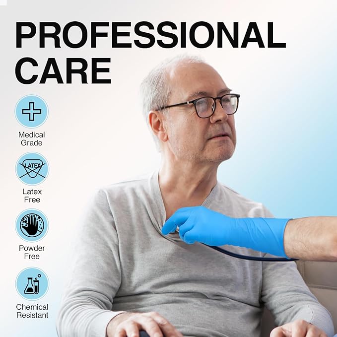 Schneider Nitrile Exam Gloves, Extended 12 Inches Cuff, Medium, 4 mil, 50-ct Box, Gloves Disposable Latex Free, Powder Free for Medical, Food Prep, Cleaning, Cooking, Blue