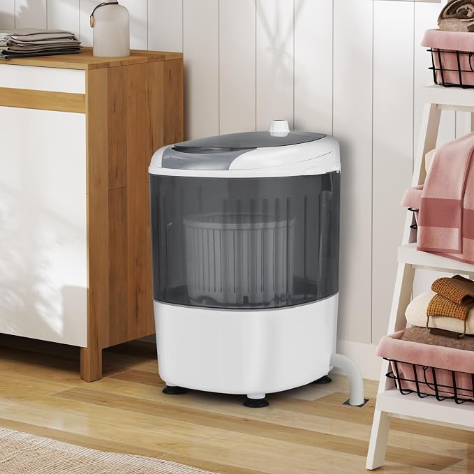 Mini Portable Washing Machine, 5.5 LBS Capacity Washer Machine and Spinner Combo with Spin Tub & Drain Hose, Small Semi-automatic Portable Washer for Apartment Dorm RV (Grey)