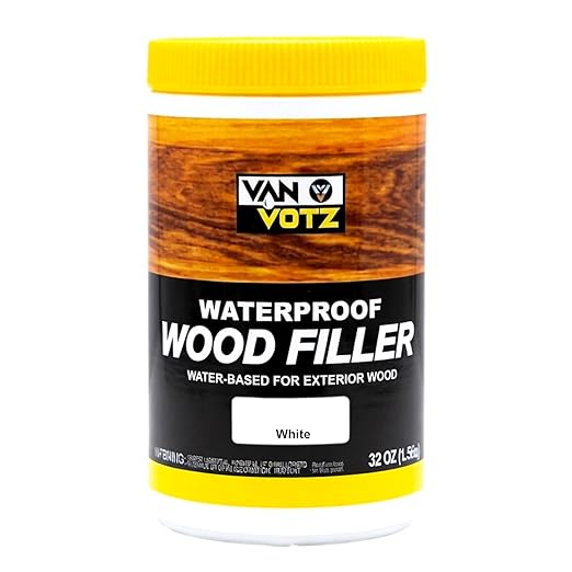 Waterproof Wood Filler [1-Quart, White] - Exterior Grade Wood Repair in 18 Paintable and Stainable Colors. Strong Adhesion and Durability for Outdoor Wood in All Weather Conditions.