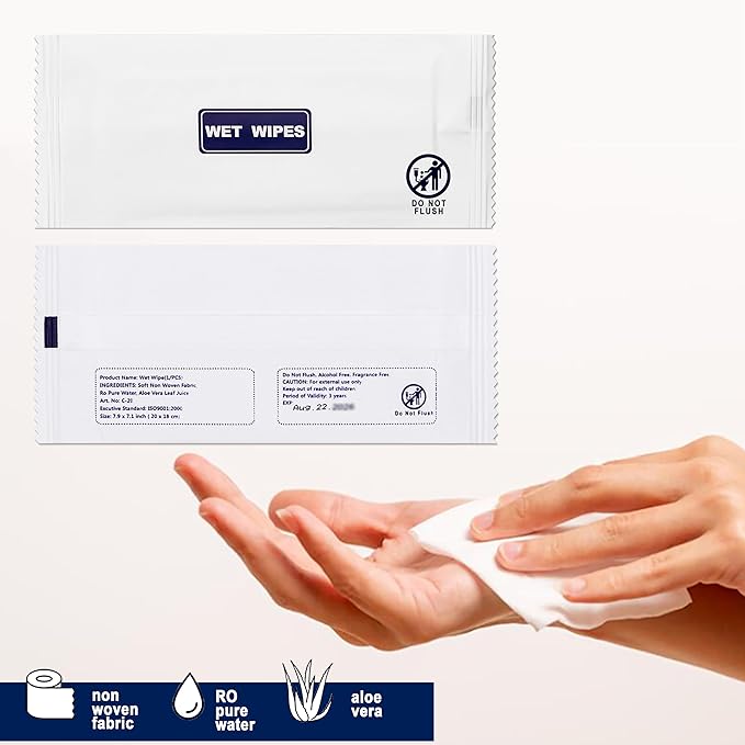 100 Pack Wet Wipes Individually Wrapped, Unscented Travel Hand Wipes, Clean Hands Quickly, Individual Wet Wipes Bulk for Homeless, Suitable for Restaurant, Wedding, Barbecue