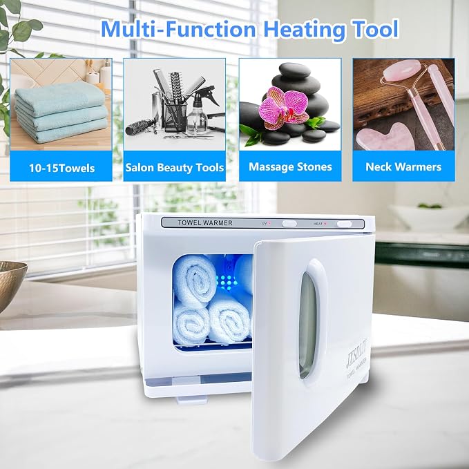 Hot Towel Warmer for Salon Beauty Bathroom Hot Towel Cabinet 2-in-1 Personal 8L Small Capacity owel Warmers Spa, Upgrade Fast Heating Towel Heater Towel Steamer (8L, White)…