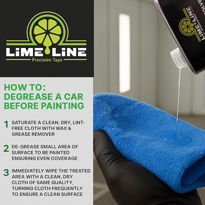 LiME LiNE Wax and Grease Remover – Multi-Surface Paint Prep Cleaner for Auto Body, Metal, Plastic, Fiberglass – Fast-Drying Solvent Degreaser Removes Wax, Tar, Adhesive & Contaminants (1 Pint)