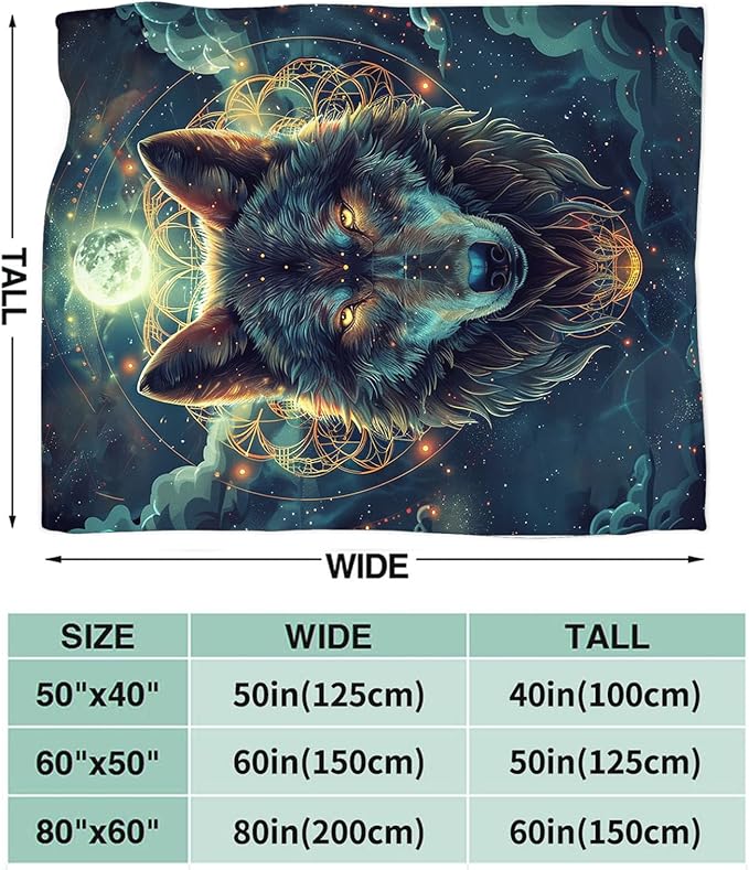 Tijuboni Wolf Throw Blanket Wolf Gifts for Girls Boys Women Men Kids Adults Soft Flannel Fleece Blanket for Couch Sofa Bed Home Decor 50"x60"