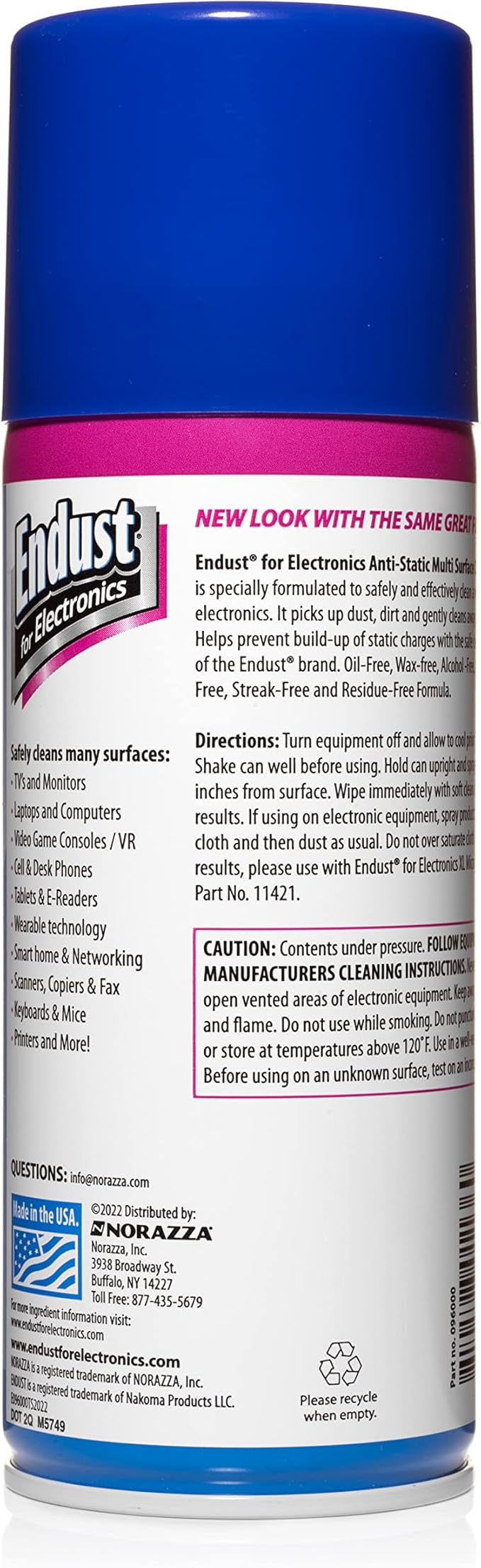 Endust for Electronics; Anti-Static Screen & Electronics Multi-Surface Foaming Cleaning Spray with Extra Large Microfiber Towel; 10 oz. Aerosol + 16"x16" Towel (096010PT)