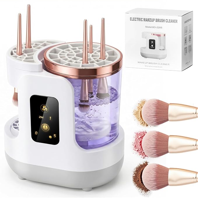 2026 Upgraded 3-in-1 Electric Makeup Brush Cleaner & Dryer, Automatic Deep Cleaning Brush Washer Machine for All Sizes, USB-Powered Portable Cosmetic Brush Cleaner for Foundation, Blush & Sponges