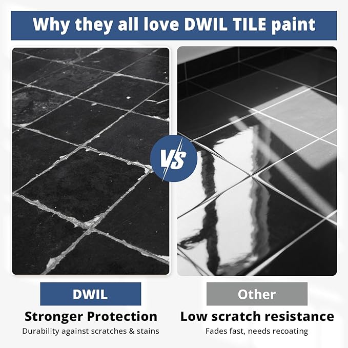 DWIL Tub Paint, Tub and Tile Refinishing Kit with Tools, Bathtub Paint Water Based &Low Odor, Easy to Use for Sink Bathroom Shower, Black 35oz/50-55sq.ft