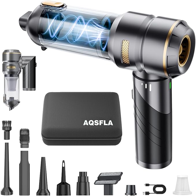 Car Vacuum Portable Cordless 22000PA High Power Handheld Mini Vacuum Cleaner Rechargeable Foldable with Brushless Motor Air Blower Duster Pump for Car Home Office Pet (Gray)