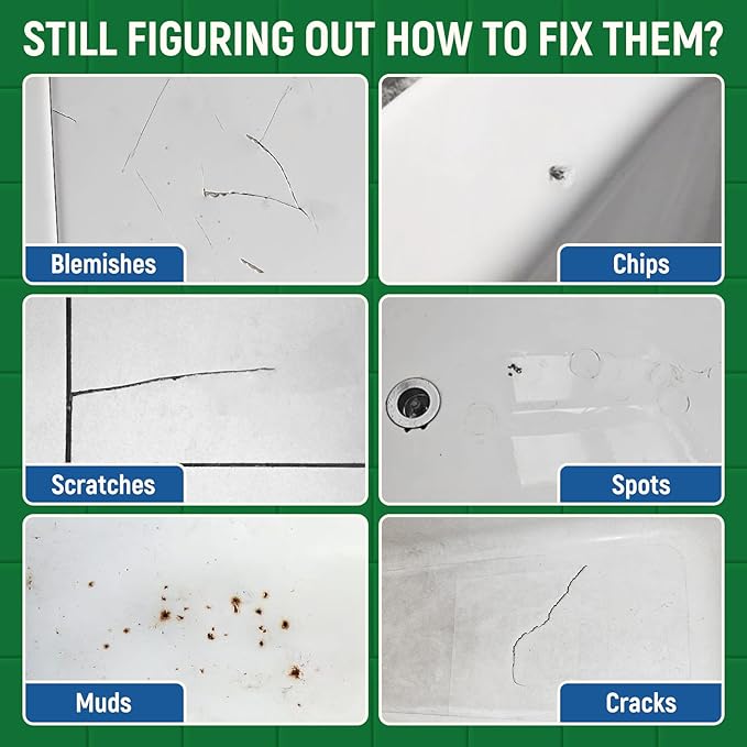 Tub Tile Gloss White Paint Touch Up Paint Kit for Bathtub Porcelain Repair Scratches Cracks Chips on Porcelain Acrylic Enamel Cast Iron Tiles Sinks Countertops Toilets Fiberglass White Gloss