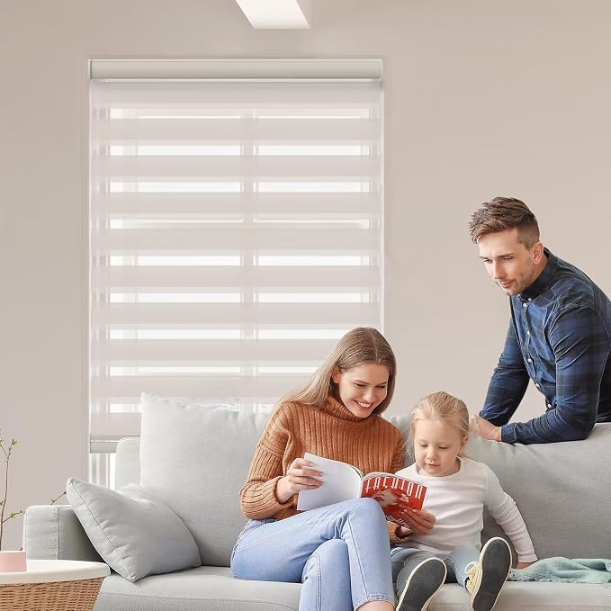 Custom MYshade Zebra Blinds for Windows Cordless Windows Shades Light Filtering Window Treatments Privacy Light Control for Day and Night Easy to Install, Beige