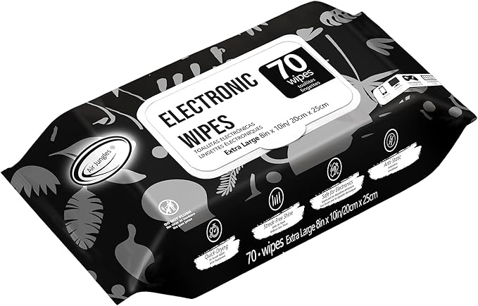 Air Jungles Cleaning Bundle: 3in1 Leather Wipes (50 Count) + All-Purpose Cleaning Wipes (70 Count) + Electronic Screen Wipes (70 Count), Extra-Large 8" x 10"