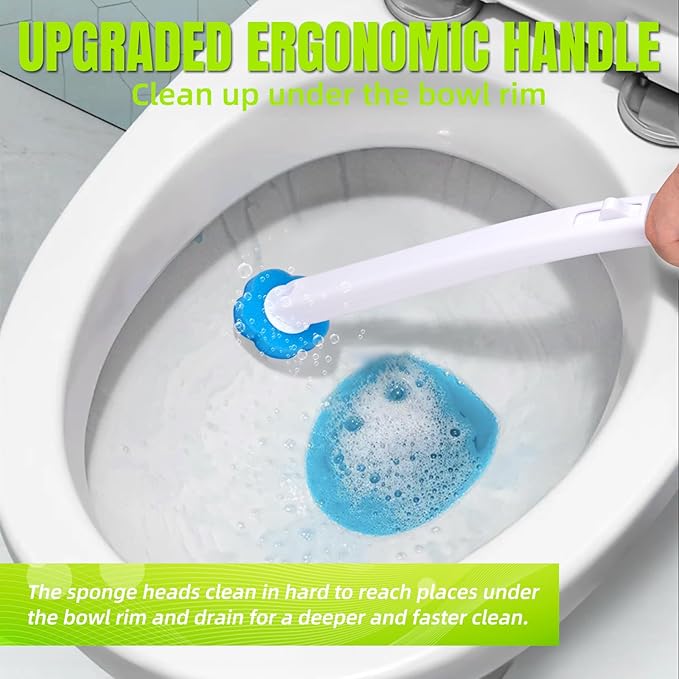 Disposable Toilet Brush and Holder Set, Toilet Wand Refills, Extended Handle with 48 Cleaner Refills, Toilet Brush for Toilet Bowl Cleaners, Bathroom Cleaning