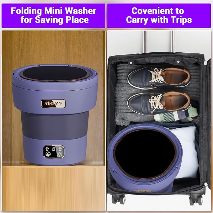 Portable Washing Machine, Mini Washer 12L Upgraded Large Capacity Foldable Washer Deep Cleaning of Underwear Baby Clothes and Other Small Clothes for Apartments Dormitories Hotels