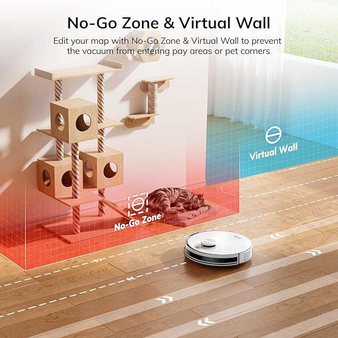 ILIFE A30s Robot Vacuum, 10000Pa Max Suction Robotic Vacuum Cleaner | LiDAR Navigation, Home Mapping, No-Go Zone, 150 Mins, 2.4G App, Voice and Remote Control, for Hard Floor, Carpet and Pet Hair