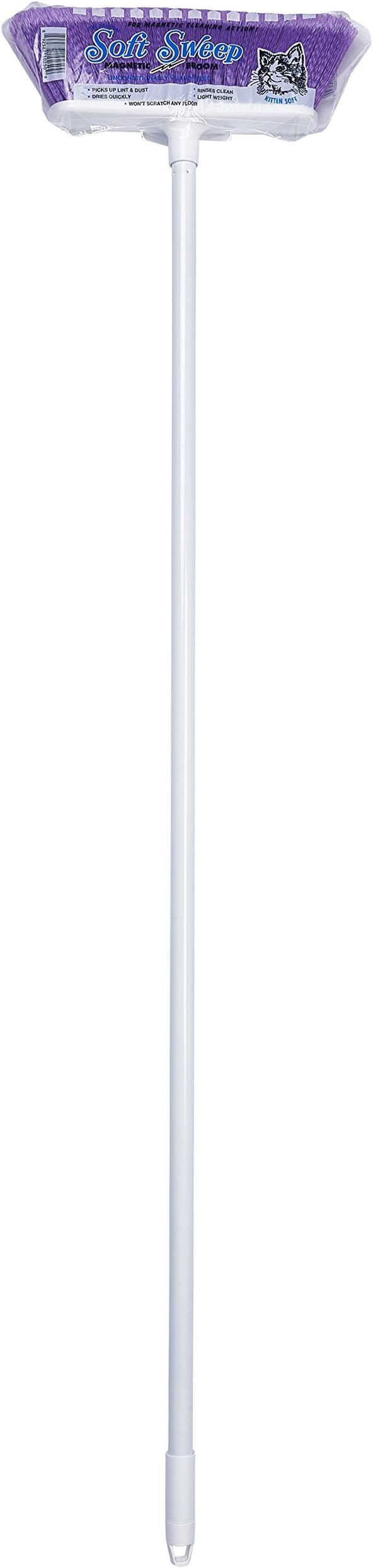 The Original Soft Sweep Magnetic Action Broom Assorted Colors with White Metal Handles (12 Brooms)