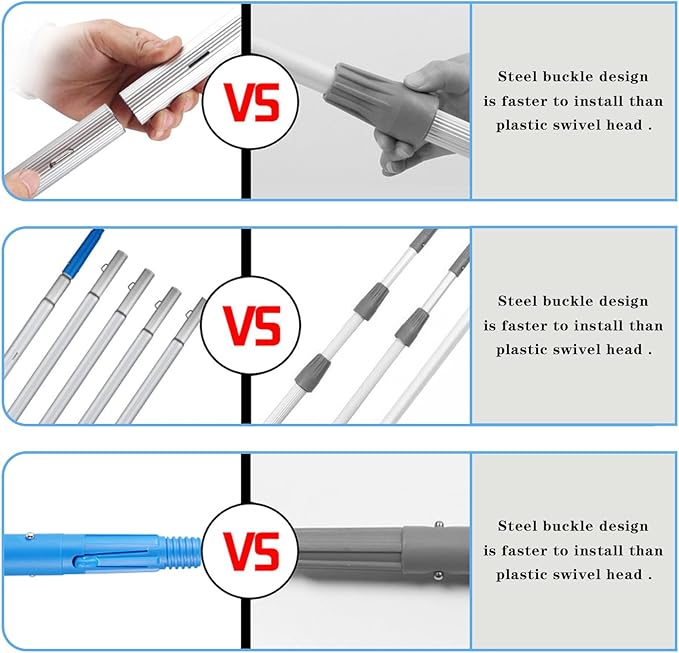 Water Fed Pole Kit Adjustable Solar Panel Cleaning Kit Cleaner Tool for Window Glass Roof Outdoor Glass Brush Window Washing Equipment (24FT)