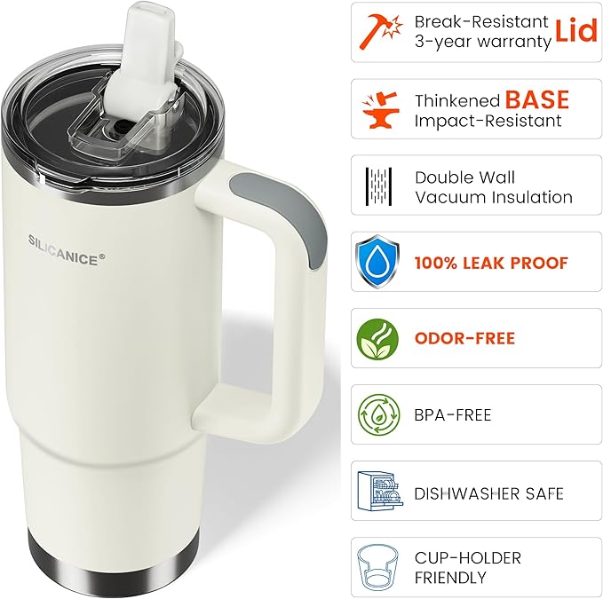 For Travel & Gym – Never Drink from a Moldy Lid Again: 30oz Hygienic Tumbler, 100% Leakproof Lid & Removable Foldable Spout. Reinforced Base, Fits Cup Holders- Cream
