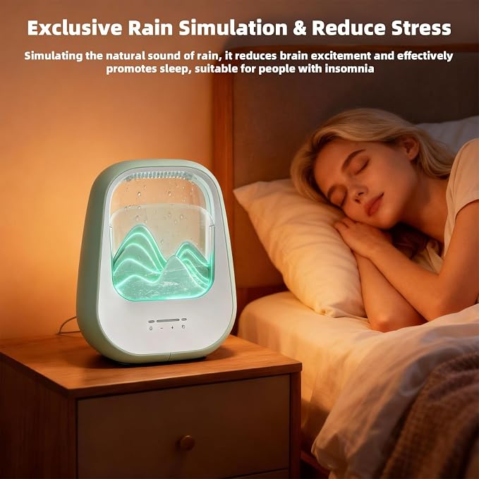 8-in-1 White Noise Sound Machine with Rain Drop Real Sound, Green | Sound Machine with Aroma Diffuser for Sleeping, Stress Relief, Night Light Timer for Bedroom Office Home Hotel SPA Decor