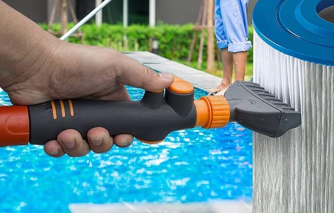 Pool Cartridge Filter Cleaner Tool and Scum Absorber Set, Filter Cleaning Wand for Spa & Hot Tub