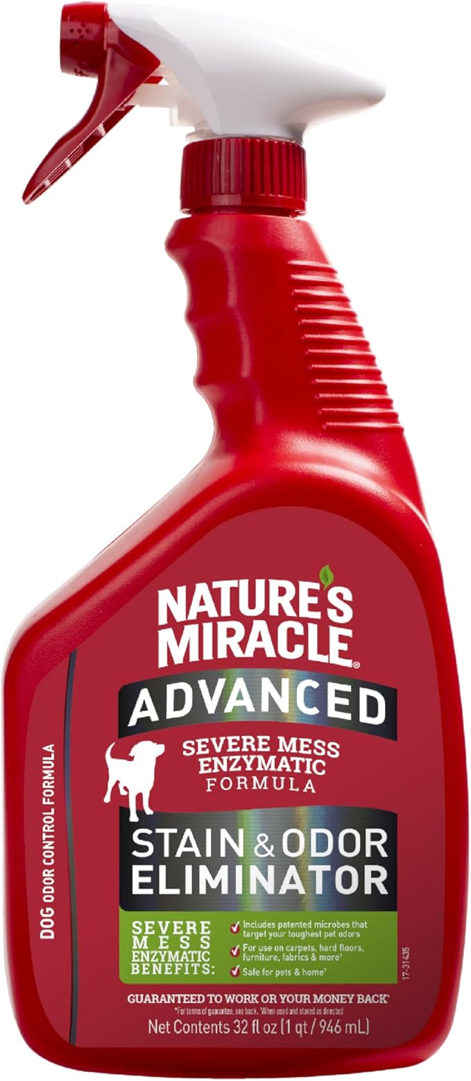 Nature's Miracle Urine Destroyer Plus for Dogs, Enzymatic Formula for Severe Dog Urine Stains, 1 gal & Advanced Dog Stain and Odor Eliminator Spray, Severe Mess Enzymatic Formula, 32 fl oz