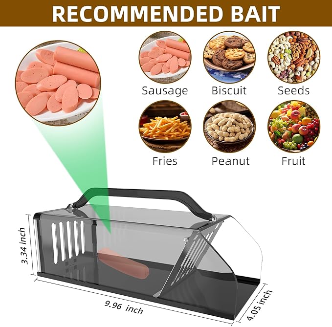 2 Pack Humane Rat Trap, Live Animal Trap Outdoor & Indoor Use, Reusable Automatic Continuous Mouse Cage Rodent Trap for Mice, Rats, Chipmunks, Voles, Easy Catch & Release