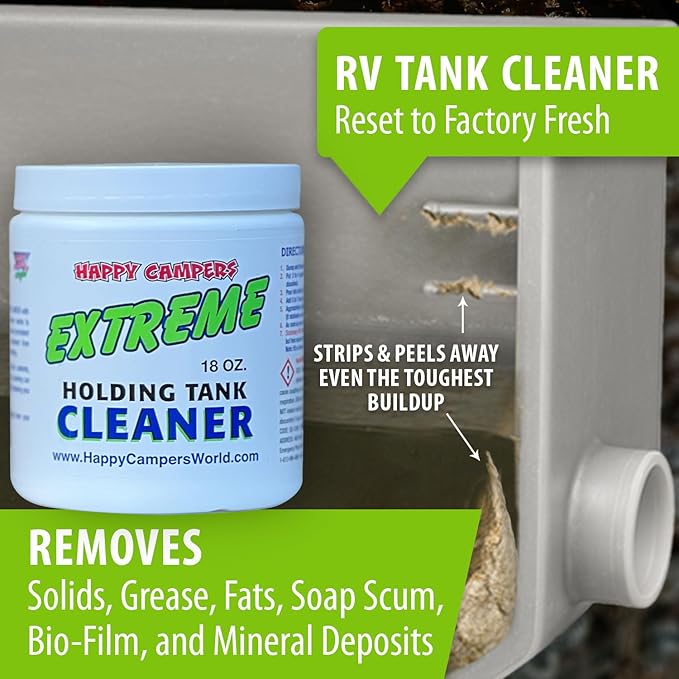 Happy Campers Extreme RV Holding Tank Cleaner – Deep Cleaning Formula for Black & Gray Tanks, Helps Clean Black Tank Sensors & Remove Odor-Causing Buildup (Pack of 2)