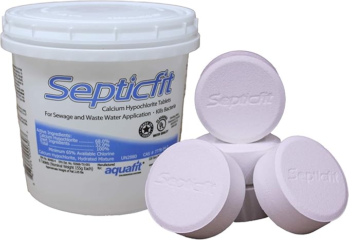 Septic Chlorine Tablet - 6 Tablet Pail - 2 lbs - NOT for USE in Swimming Pools White