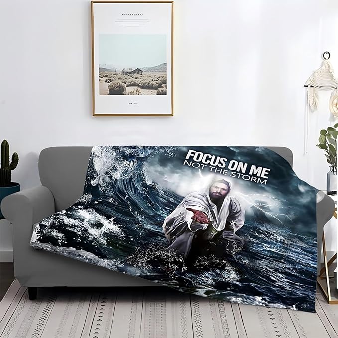 Tijuboni Christian Jesus Throw Blanket Religious Faith Gifts for Women Men Girls Boys Kids Adults Soft Flannel Fleece Blanket for Couch Sofa Bed Home Decor 40"x50"