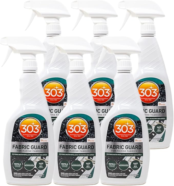 303 Products Marine Fabric Guard, Water Repellent Fabric Protector for Boat Covers, Canvas & Marine Fabrics – Restores Water & Stain Resistance, Safe for All Fabrics, 32 oz (6 Pack)
