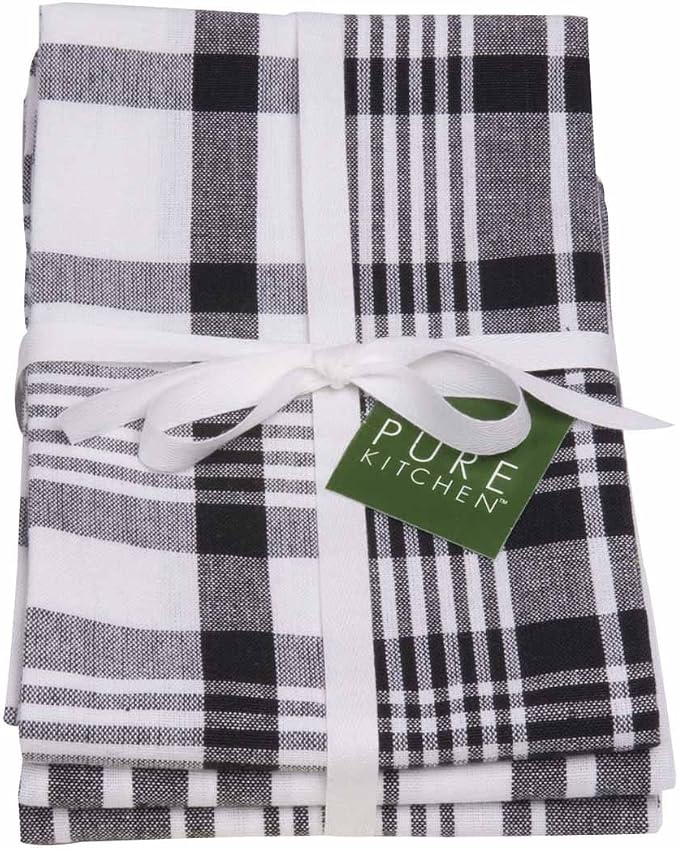 Now Designs Jumbo Pure Kitchen Towel Set of 3, Black