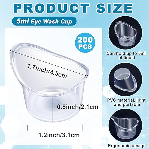 Teenyyou 200 Pcs 5ml Eye Wash Cup Disposable Eye Wash Cups Plastic Measuring Cup Portable Cleaning Cups for Rinse and Flush