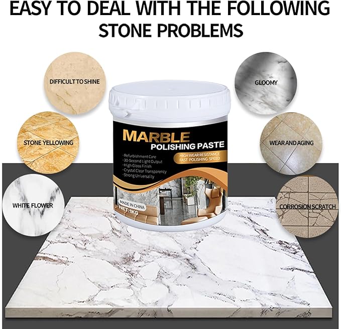 Marble Polishing Paste, Professional Marble Cleaner & Quartz Polish, Stone Sealer & Protector for Countertops, Floors, and Walls – Marble Polishing Compound Kit, 2.2LB