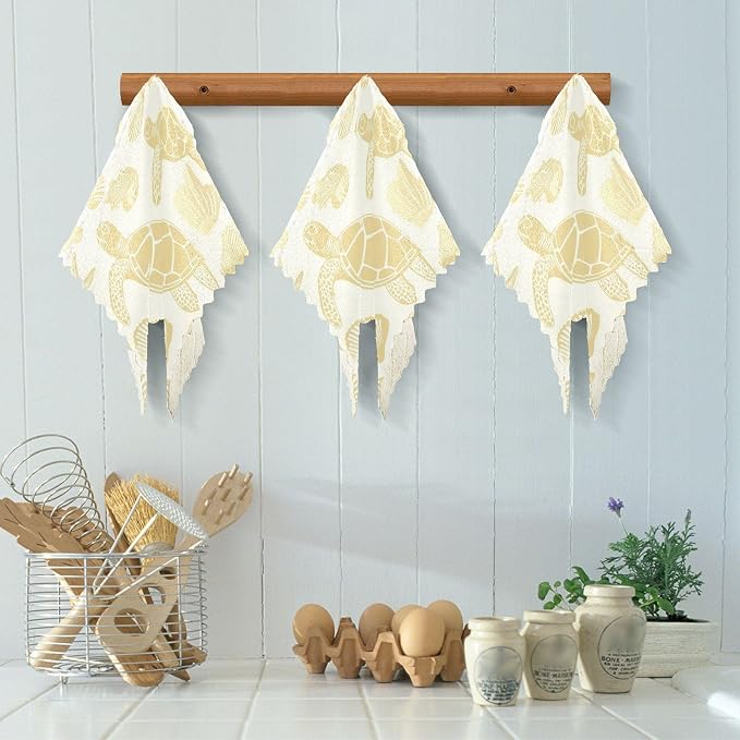 Gold Yellow Turtles Starfish and Seashell Kitchen Towels Dish Cloths Set of 6 Microfiber Cleaning Cloths for Cars Super Absorbent Machine