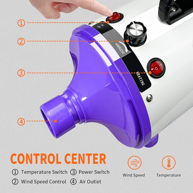Dog Dryer,High Velocity Professional Dog Grooming Dryer,Adjustable Temperature and Speed with 4 Different Nozzles