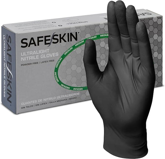 SAFESKIN Ultralight Disposable Nitrile Gloves - 2.0 Mil - Powder Free, Latex Free, All Purpose, Food Prep, Cooking, Cleaning