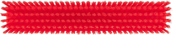 Vikan 31754 16" Heavy-Duty Push Broom, Soft/Stiff, Red