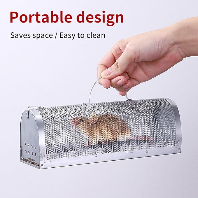 Humane Rat Trap, Automatic Cycle Mouse Trap, No Kill Live Mouse Catch, Mice Trap Cage for Indoor and Outdoor Small Animal - Mouse Voles Hamsters Live Cage Catch and Release (Rat Trap A)