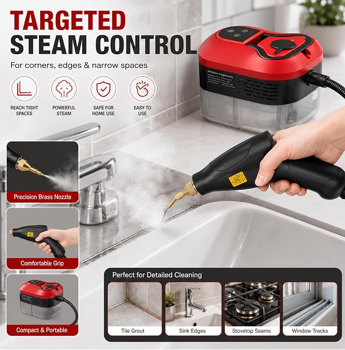 2500W Portable Handheld Steam Cleaner–High-Pressure Home Steamer for Deep Cleaning Floors, Tiles, Kitchen, Bathroom, Upholstery