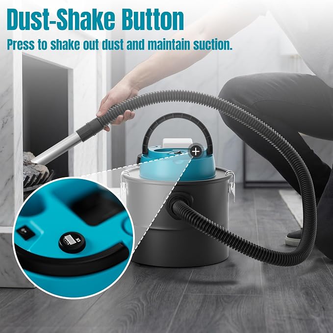 Cordless Ash Vacuum, 4 Gallon Fireplace Ash Vacuum for Pellet Stoves, Pellet Stove Vacuum with Blower Function for Fireplaces, Pellet Stoves(Tool Only)
