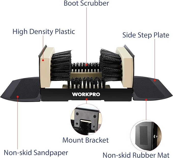 WORKPRO Boot Brush Scraper Outdoor, Shoe Cleaner Brush, Boot Scrubber with Flaps, Heavy Duty Boot Cleaning Brush