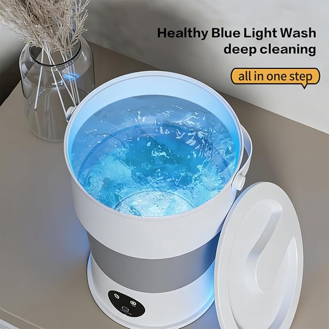 Compact Portable Laundry Device with Foldable Design – Small Mini Washer for Baby Outfits, Intimate Apparel, and Socks, Perfect for Apartments, Dorms, and Trips.